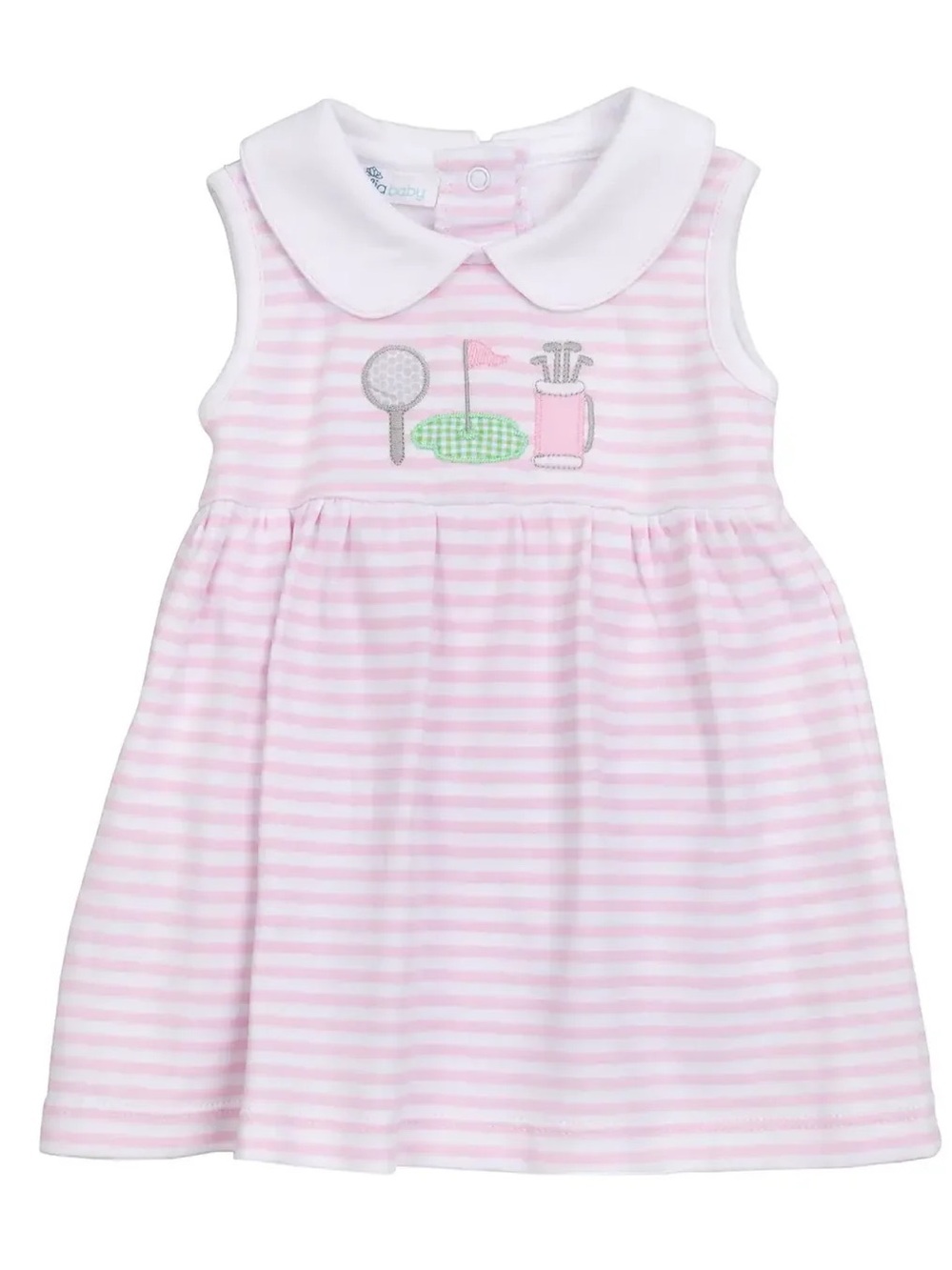 Pink Striped Baby Dress with Peter Pan Collar